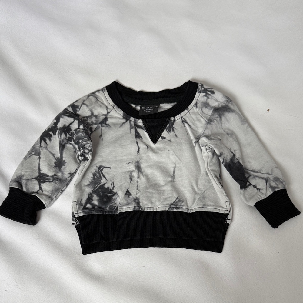 Little Bipsy Black and Gray Tie-Dye Sweatshirt - Baby size 0-3 months
